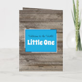 新生児おめでとう写真ラスティックブルー カード (裏面)