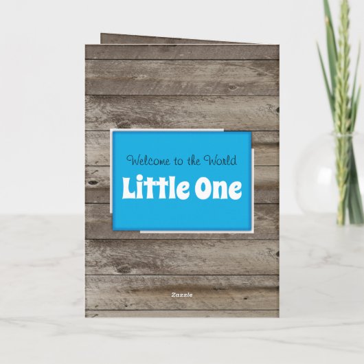 新生児おめでとう写真ラスティックブルー カード (裏面)