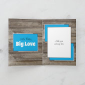 新生児おめでとう写真ラスティックブルー カード (内部)