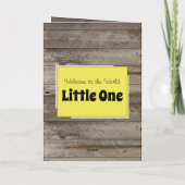 新生児おめでとう写真素朴な黄色 カード (裏面)