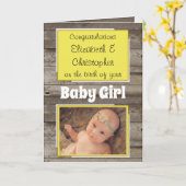 新生児おめでとう写真素朴な黄色 カード (黄色い花)