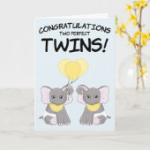 新生児おめでとう2つの双子ベビーカード カード (黄色い花)