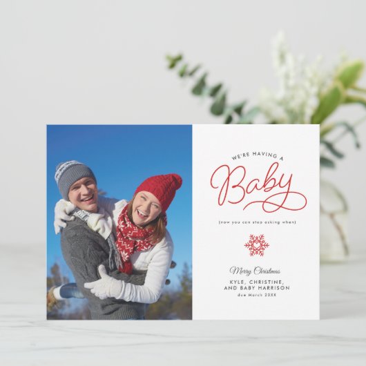 新生児おもしろいクリスマス妊娠の発表 シーズンカード (スタンド正面)