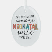 新生児おもしろいナースの高素晴らしさ ガラスオーナメント (正面左)