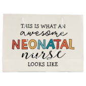 新生児おもしろいナースの高素晴らしさ ラージペーパーバッグ (裏面)