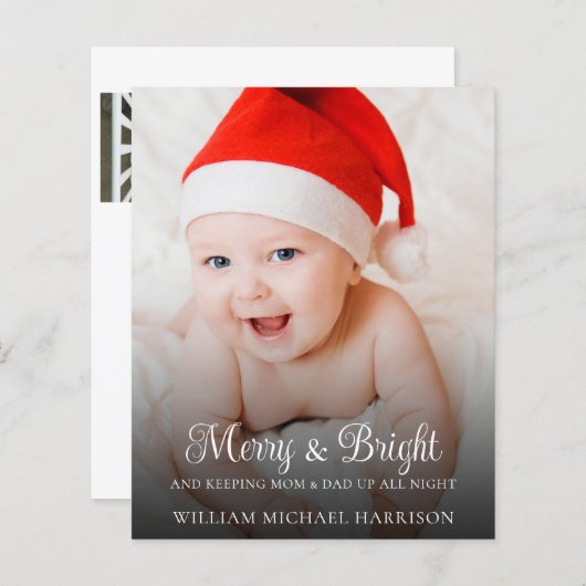 新生児おもしろい発表写真ホリデーカード (正面/裏面)