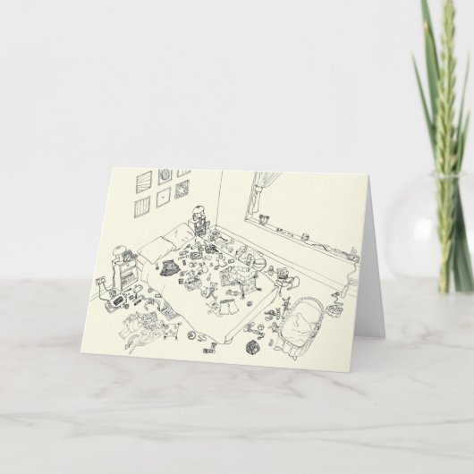 新生児おもしろい親の混乱ラインのスケッチ（上から） カード (正面)