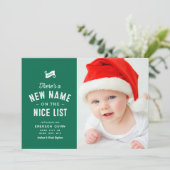 新生児かわいい2枚の写真グリーンクリスマス シーズンカード (スタンド正面)