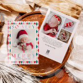 新生児そう非常にメリー最初の写真のクリスマス シーズンカード