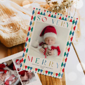 新生児そう非常にメリー最初の写真のクリスマス シーズンカード