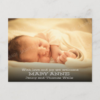 新生児のお知らせ(白い文字、水平) 案内ポストカード