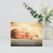 新生児のお知らせ(白い文字、水平) 案内ポストカード (スタンド正面)