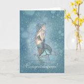 新生児のお祝いの新しい母人魚カード カード (黄色い花)