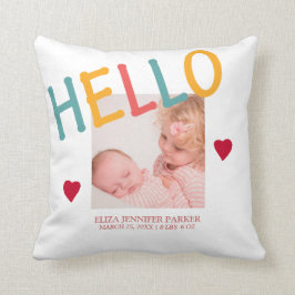 新生児のこんにちは タイポグラフィ フォト コラージュ ベビー ルーム クッション