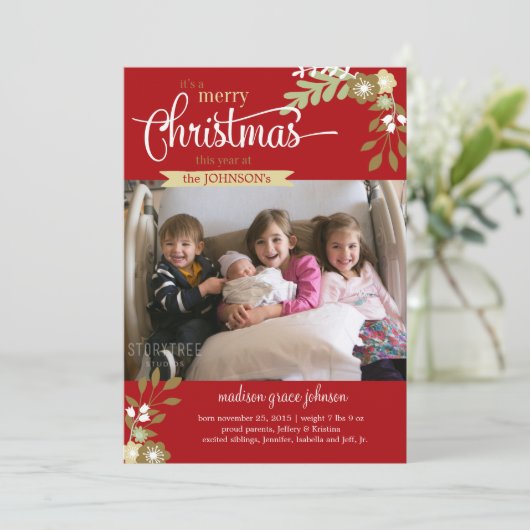 新生児のクリスマスアナウンス名前をカスタムする/写真 案内状 (スタンド正面)