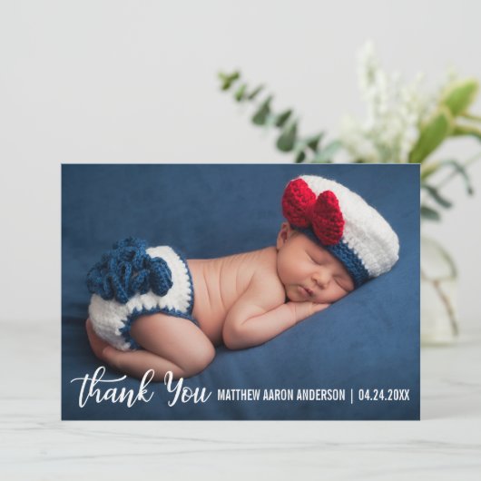 新生児のモダンなカードWありがとう サンキューカード (スタンド正面)