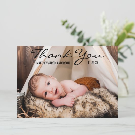 新生児の写真の発表カードBTありがとう サンキューカード (スタンド正面)