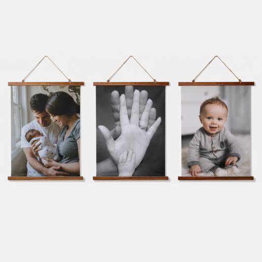 新生児の写真 吊り下げ型タペストリー (トリプル)