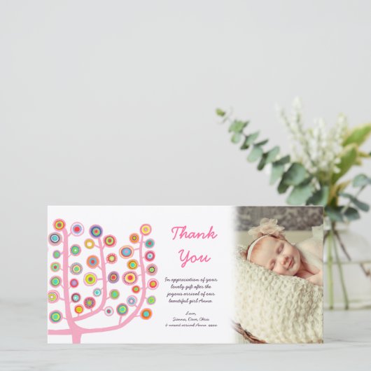 新生児の到着のギフトのフォトカードありがとう サンキューカード (スタンド正面)