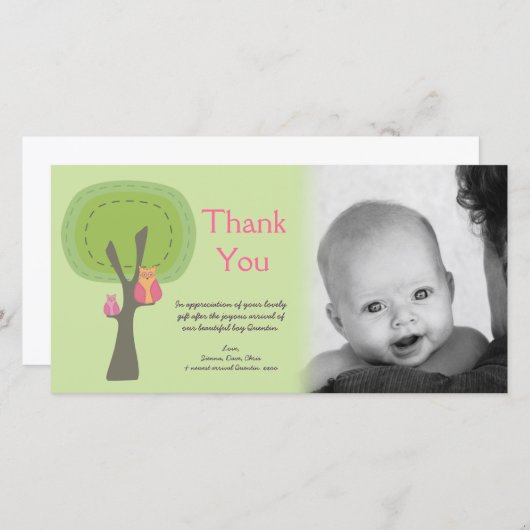 新生児の到着のギフトのフォトカードありがとう サンキューカード (正面/裏面)