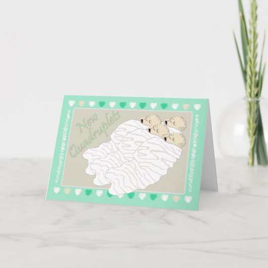 新生児の四つ子 案内状 (正面)