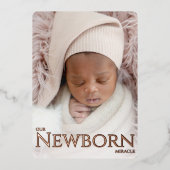 新生児の奇跡　箔の出産報告カード 箔招待状 (正面)