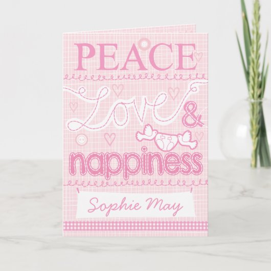 新生児の女の子が縫ったカード カード (正面)