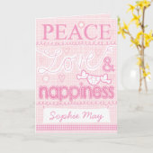 新生児の女の子が縫ったカード カード (黄色い花)