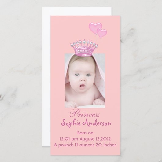 新生児の女の子のモダン写真の誕生発表 案内状 (正面/裏面)