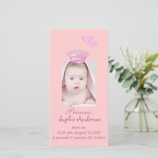 新生児の女の子のモダン写真の誕生発表 案内状 (スタンド正面)