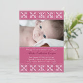 新生児の女の子の写真平らなカード発表 案内状 (スタンド正面)