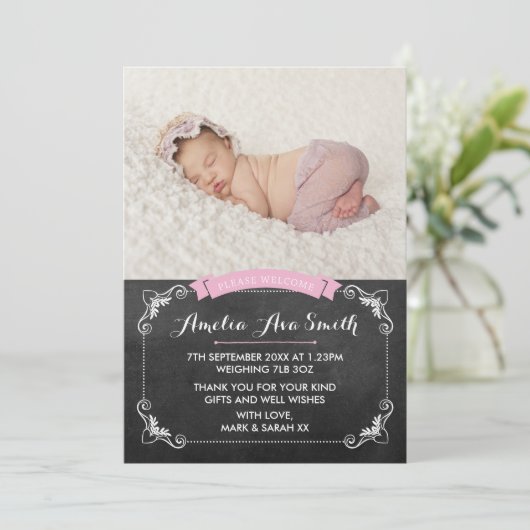 新生児の女の子の発表かサンキューカード サンキューカード (スタンド正面)