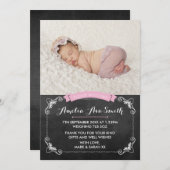 新生児の女の子の発表かサンキューカード サンキューカード (正面/裏面)