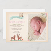 新生児の女の子の発表かサンキューカード サンキューカード (正面/裏面)