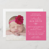 新生児の女の子の発表かサンキューカード サンキューカード (正面/裏面)