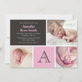 新生児の女の子の発表かサンキューカード 案内状 (正面)