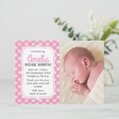 新生児の女の子の発表かサンキューカード 案内状 (スタンド正面)