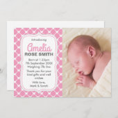 新生児の女の子の発表かサンキューカード 案内状 (正面/裏面)