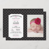 新生児の女の子の発表かサンキューカード 案内状 (正面/裏面)