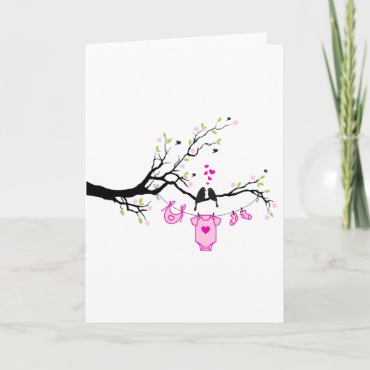 新生児の女の子、ベビーシャワーのデザイン 招待状 (正面)