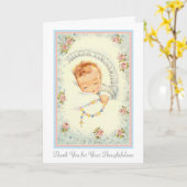 新生児の男の子か女の子ロザリオカトリックありがとう カード (黄色い花)