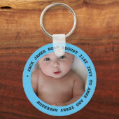 新生児の男の子の写真は文字ギフトを好む$4 キーホルダー (正面)