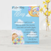 新生児の男の子の挨拶状 カード (黄色い花)