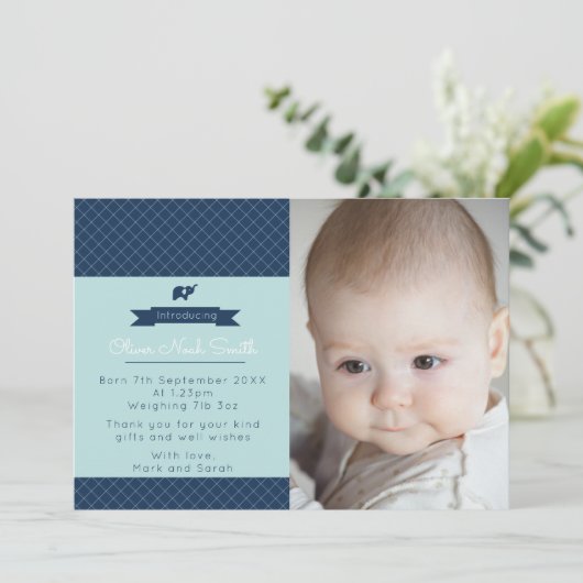 新生児の男の子の発表かサンキューカード サンキューカード (スタンド正面)