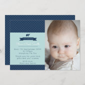 新生児の男の子の発表かサンキューカード サンキューカード (正面/裏面)