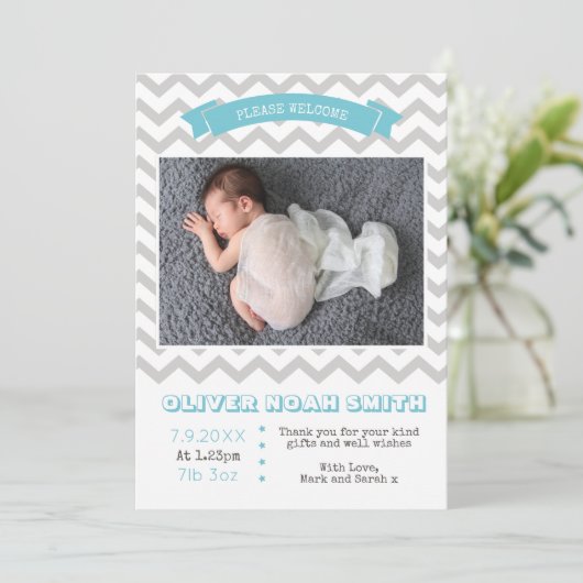 新生児の男の子の発表かサンキューカード サンキューカード (スタンド正面)