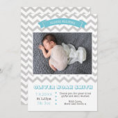 新生児の男の子の発表かサンキューカード サンキューカード (正面/裏面)