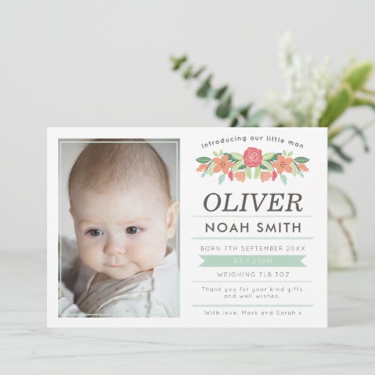 新生児の男の子の発表かサンキューカード サンキューカード (スタンド正面)