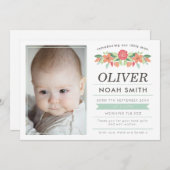 新生児の男の子の発表かサンキューカード サンキューカード (正面/裏面)