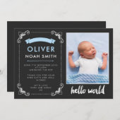 新生児の男の子の発表かサンキューカード サンキューカード (正面/裏面)